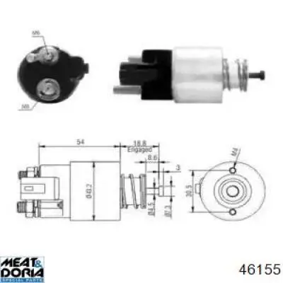 Втягивающее реле стартера 46155 Meat&Doria