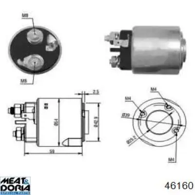 Втягивающее реле стартера 46160 Meat&Doria