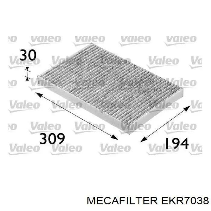 EKR7038 Mecafilter фильтр салона