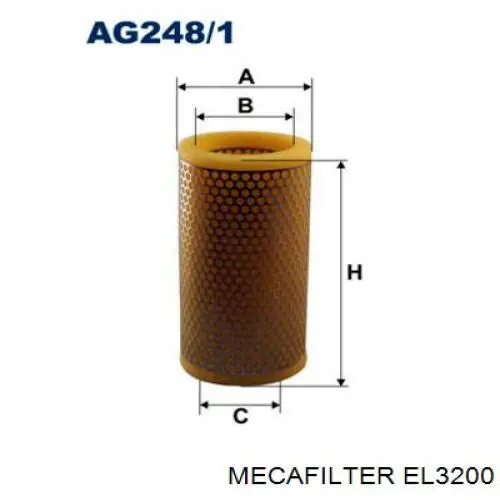 Элемент воздушного фильтра Mecafilter EL3200 цена, от 4.65 USD