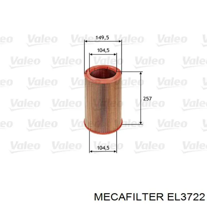EL3722 Mecafilter Воздушный фильтр двигателя
