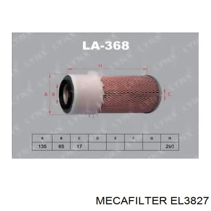 Фильтр воздушный Mecafilter EL3827