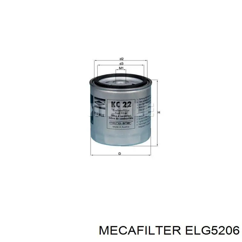 Топливный фильтр ELG5206 Mecafilter