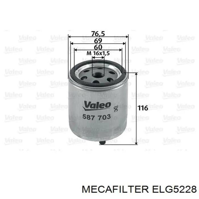 Фильтр тонкой очистки топлива Mecafilter ELG5228 цена, от 7.72 USD