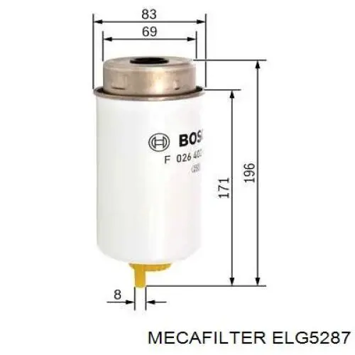 Filtro combustible ELG5287 Mecafilter