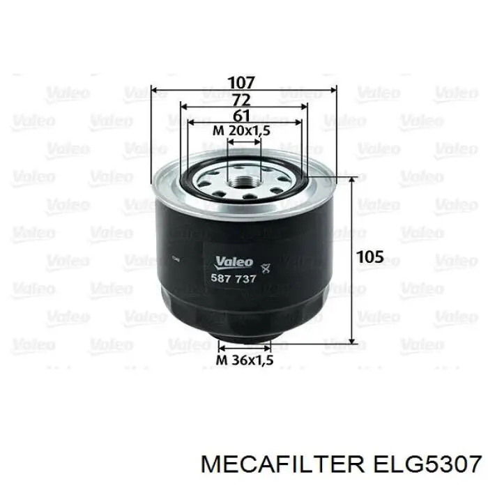 Топливный фильтр ELG5307 Mecafilter