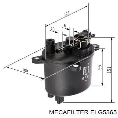 Купить ELG5365 Mecafilter Фильтр-отстойник топлива грубой очистки