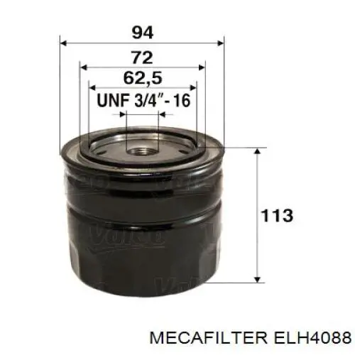 Filtro de aceite ELH4088 Mecafilter