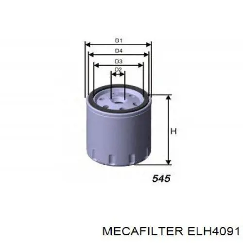 ELH4091 Mecafilter Масляный фильтр двигателя
