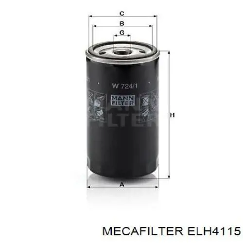 Фильтр масла Mecafilter ELH4115