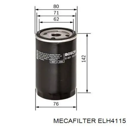 ELH4115 Mecafilter Масляный фильтр двигателя