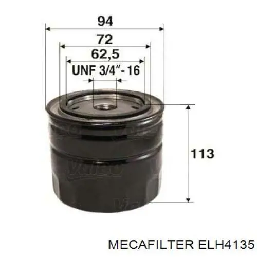 Filtro de aceite ELH4135 Mecafilter