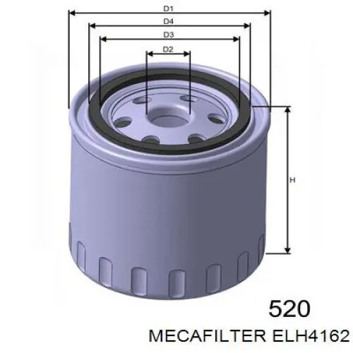 ELH4162 Mecafilter Масляный фильтр двигателя