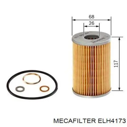 ELH4173 Mecafilter Масляный фильтр двигателя