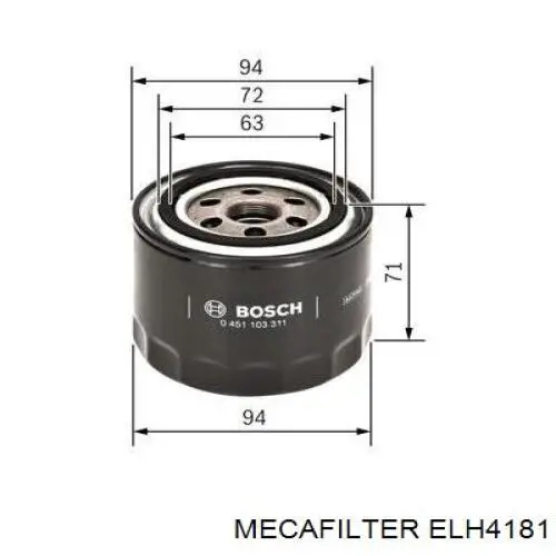 Filtro de aceite ELH4181 Mecafilter