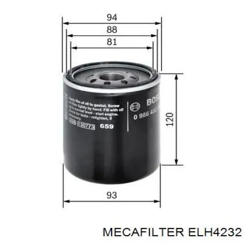 Filtro de aceite ELH4232 Mecafilter