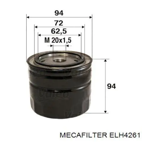 Filtro de aceite ELH4261 Mecafilter