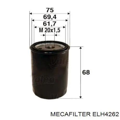 Filtro de aceite ELH4262 Mecafilter