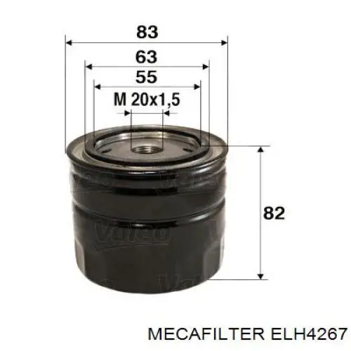 Filtro de aceite ELH4267 Mecafilter