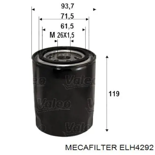 ELH4292 Mecafilter Масляный фильтр двигателя