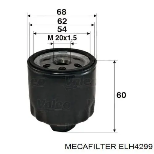 Filtro de aceite ELH4299 Mecafilter