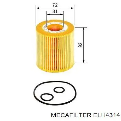 ELH4314 Mecafilter Масляный фильтр двигателя