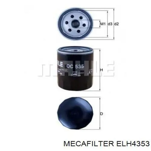 Фильтр масла Mecafilter ELH4353