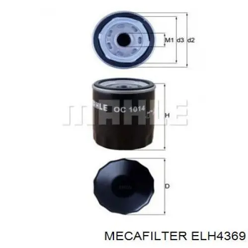 Filtro de aceite ELH4369 Mecafilter