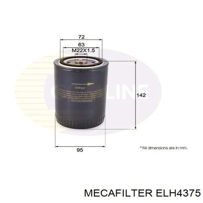 ELH4375 Mecafilter Масляный фильтр двигателя
