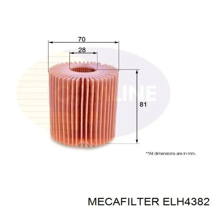 Filtro de aceite ELH4382 Mecafilter