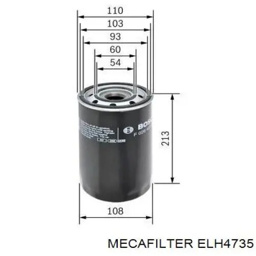 Масляный фильтр ELH4735 Mecafilter