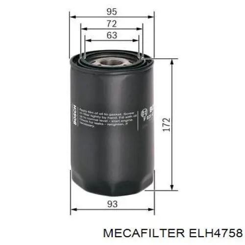 Масляный фильтр ELH4758 Mecafilter