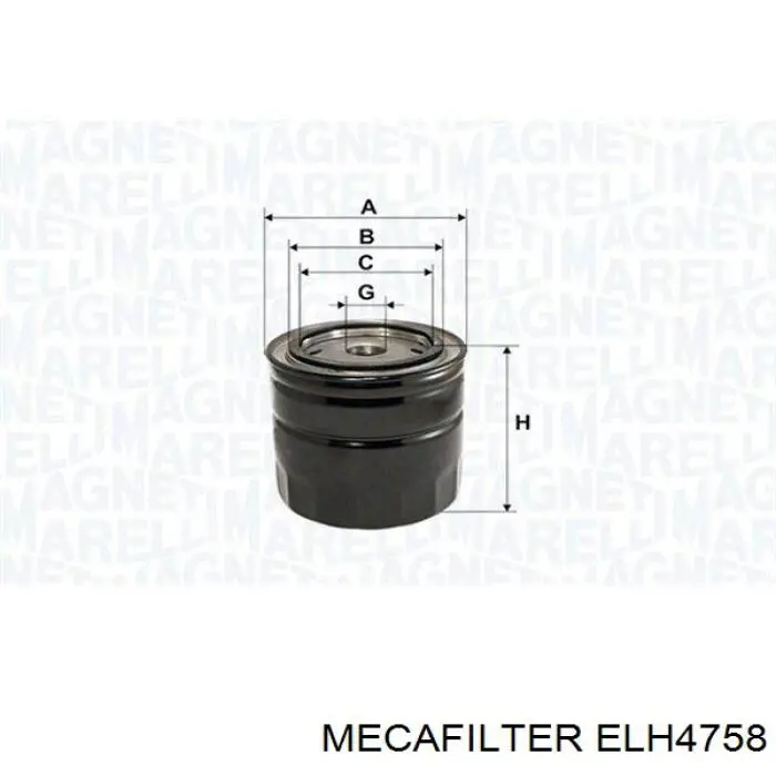 Filtro de aceite ELH4758 Mecafilter