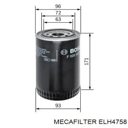 Фильтр очистки масла центробежный Mecafilter ELH4758 цена, от 11.75 USD