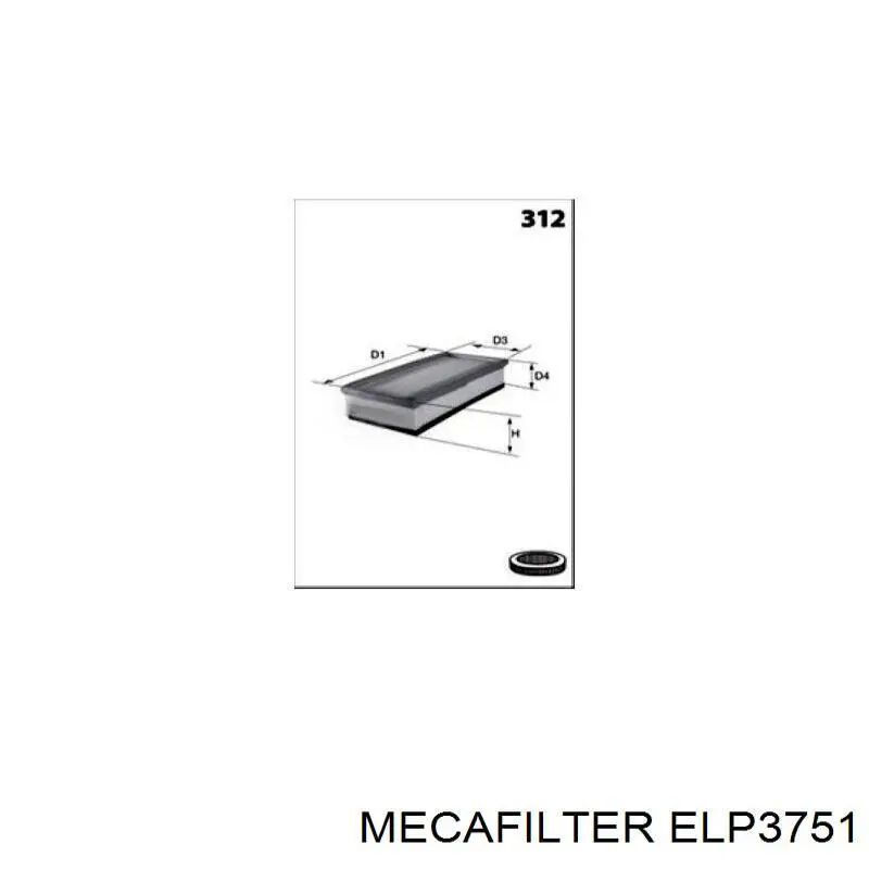 Фильтр воздушный Mecafilter ELP3751