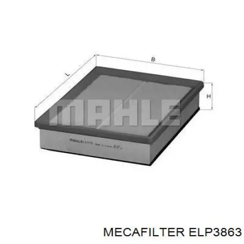 ELP3863 Mecafilter Воздушный фильтр двигателя