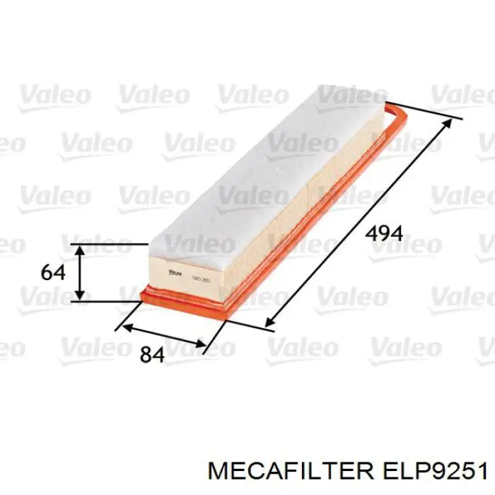 Купить ELP9251 Mecafilter Автомобильный фильтр воздуха