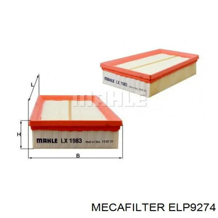 Filtro de aire ELP9274 Mecafilter