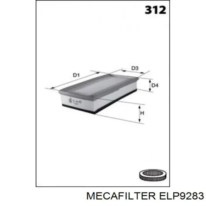 ELP9283 Mecafilter Воздушный фильтр двигателя