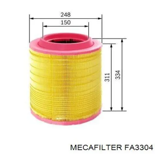 FA3304 Mecafilter Воздушный фильтр двигателя