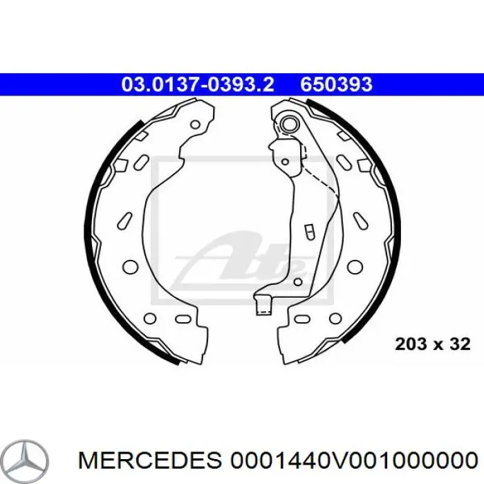 Задние барабанные колодки 0001440V001000000 Mercedes