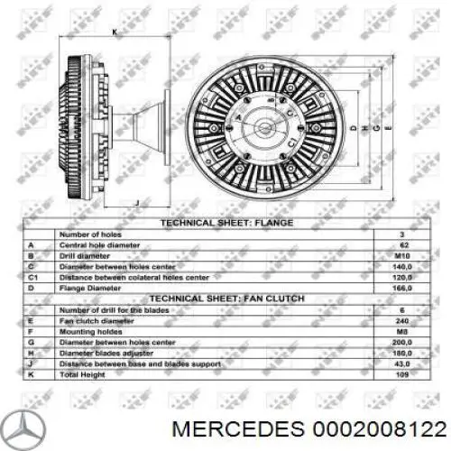 Вискомуфта вентилятора 0002008122 Mercedes