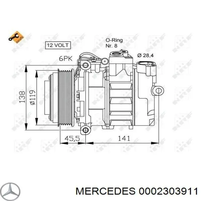 Компрессор кондиционера 0002303911 Mercedes