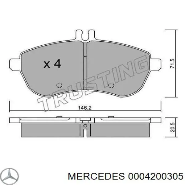 Колодки Mercedes 0004200305 цена, от 54.64 USD