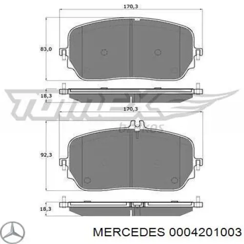 Колодки Mercedes 0004201003 цена, от 105.36 USD