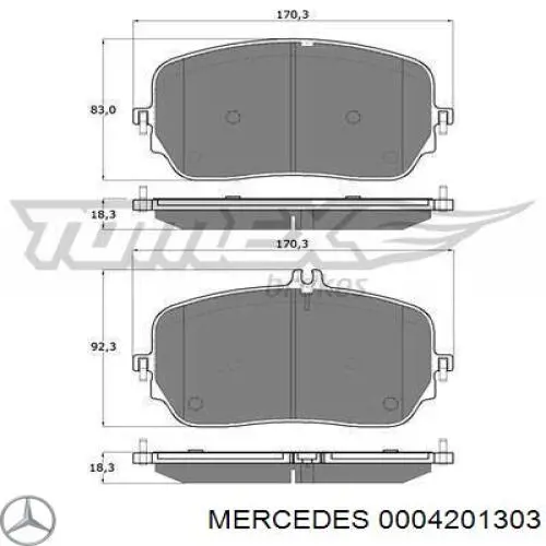 Передние тормозные колодки 0004201303 Mercedes