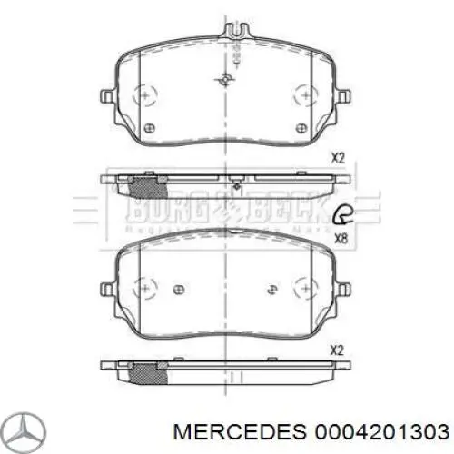 Колодки Mercedes 0004201303 цена, от 241.62 USD