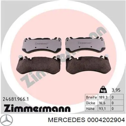 Колодки Mercedes 0004202904 цена, от 180.21 USD