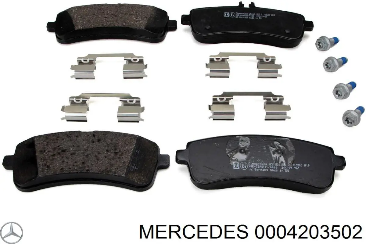 0004203502 Mercedes sapatas do freio traseiras de disco