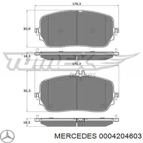 Колодки Mercedes 0004204603 цена, от 242.44 USD
